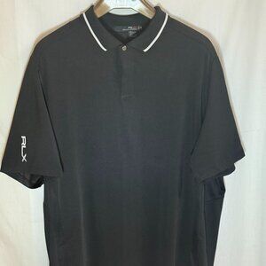 Ralph Lauren RLX Men's Snap Closure Short Sleeves w/ Collar Shirt - Black - 2XL